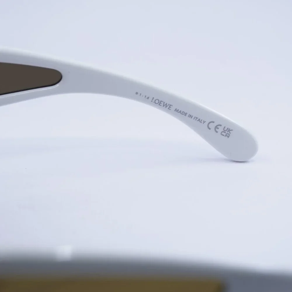 Loewe LW40132I 25G Sunglasses Shiny Ivory White Aviator Frame, Brown Lenses